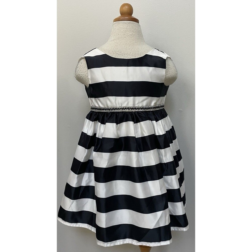 Blueberi boulevard Girls 3T Special Occasion Dress Black/White Striped